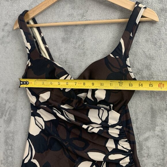 Miraclesuit Tankini Women's Sz 10 Brown Floral Myrra Underwire Bra Swim Suit Top - Picture 4 of 8